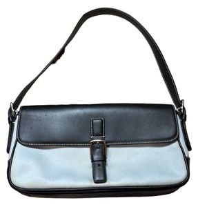 Coach Hamptons Flap.Blue on Blue. Leather and Canvas. Snap Closure. COA